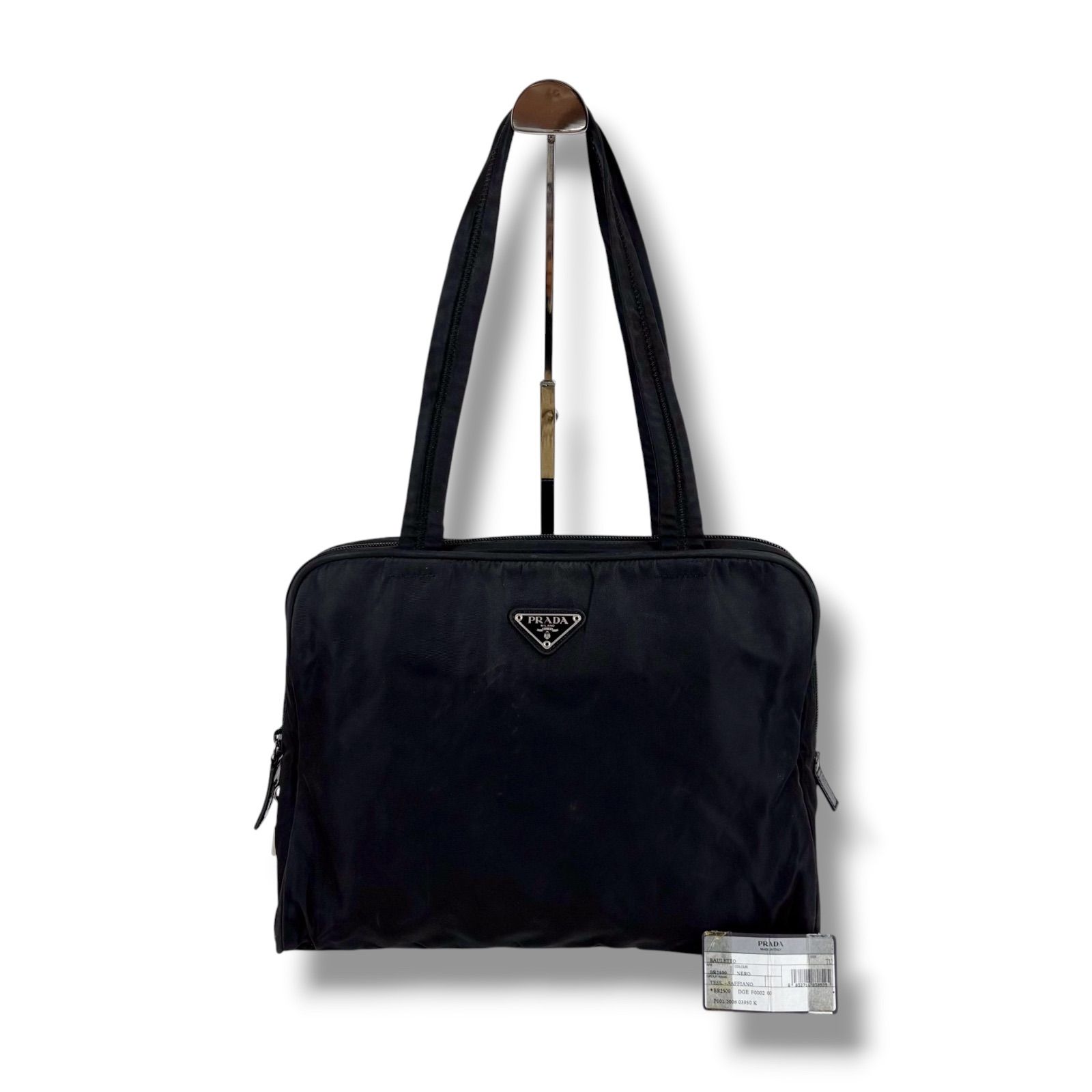 プラダ PRADA パドロック付き ミニトートバッグ ハンドバッグ ブラック 