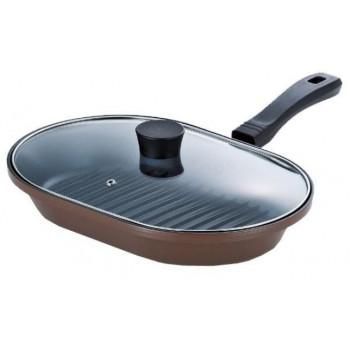 MARRONE CHEF(マローネシェフ)　IH対応　ガラス蓋付お手軽魚焼パン　22×32cm　MM-9542