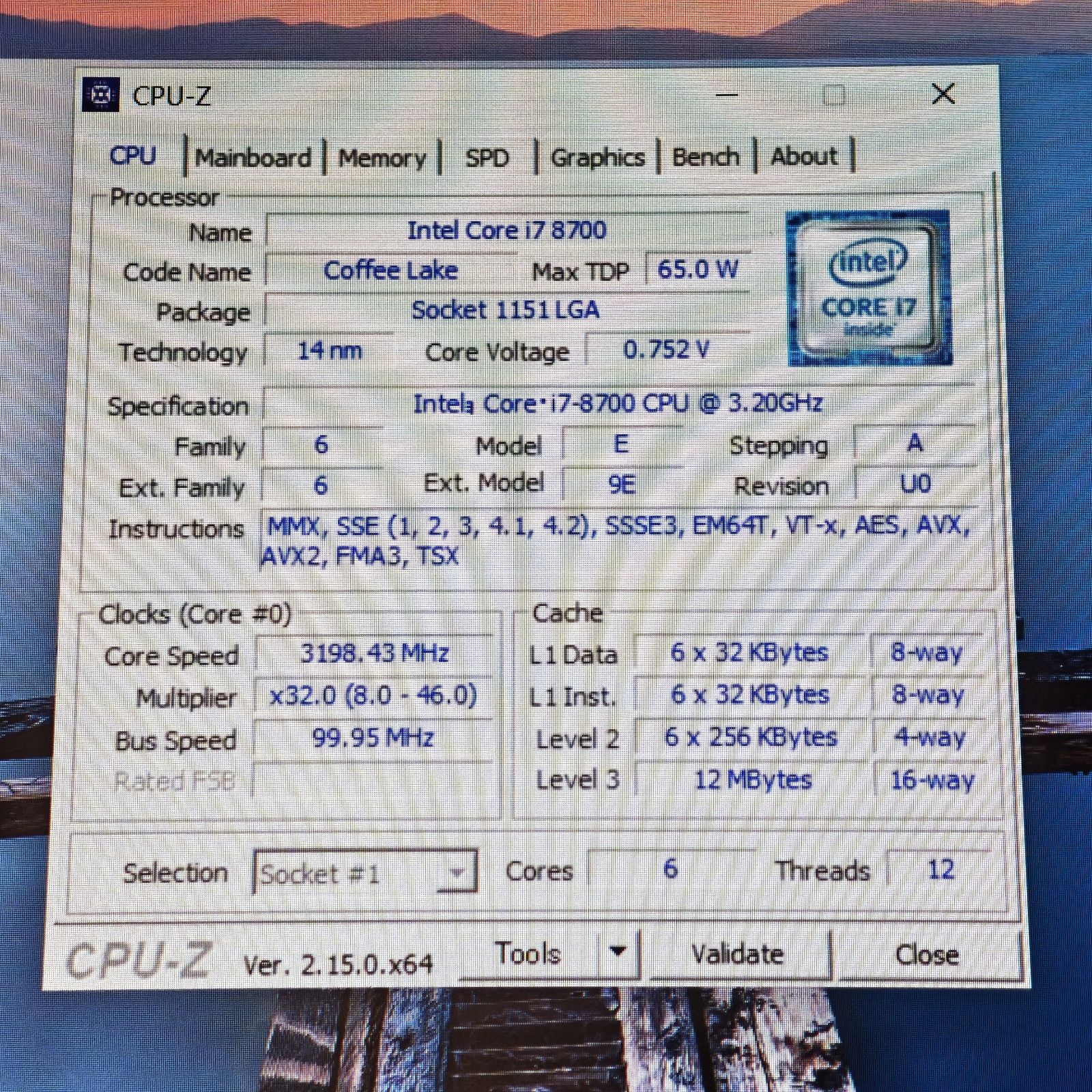 Intel Core i7-8700 SR3QS LGA1151 CPU 中古 - メルカリ