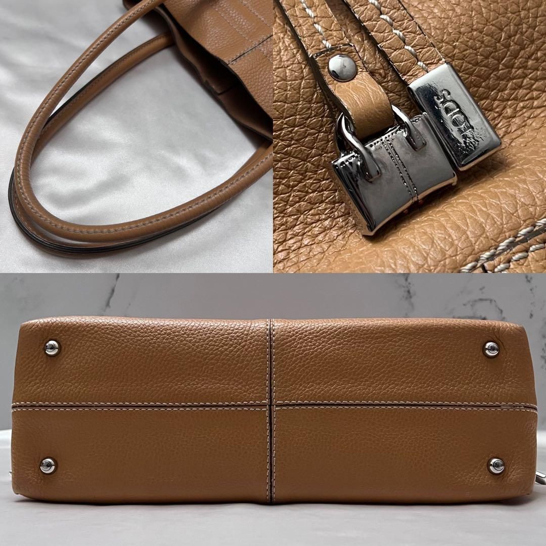 ◇美品◇トッズ Dバッグ トートバッグ ハンドバッグ シボ革 キャメル 