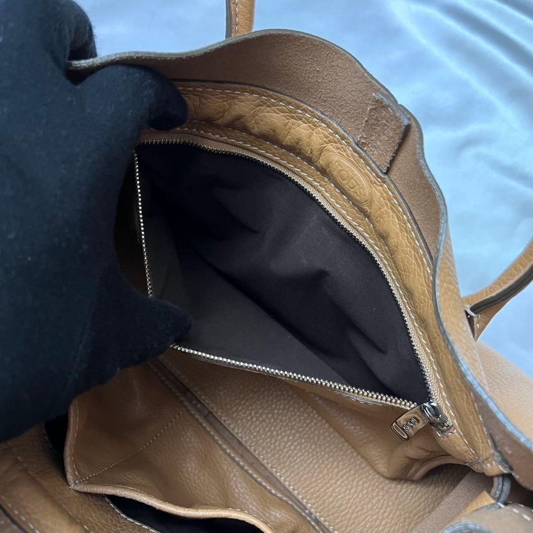 ◇美品◇トッズ Dバッグ トートバッグ ハンドバッグ シボ革 キャメル 