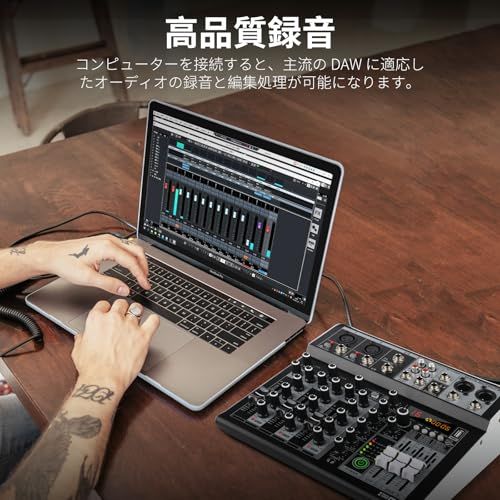 新品】ミキサー、16ビットDSP効果USBオーディオインタフェース効果+48