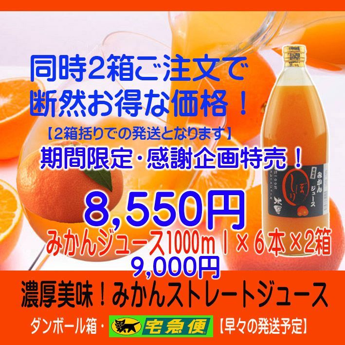 特別・限定販売：特売！濃縮還元してない・みかんジュース1000ml×12