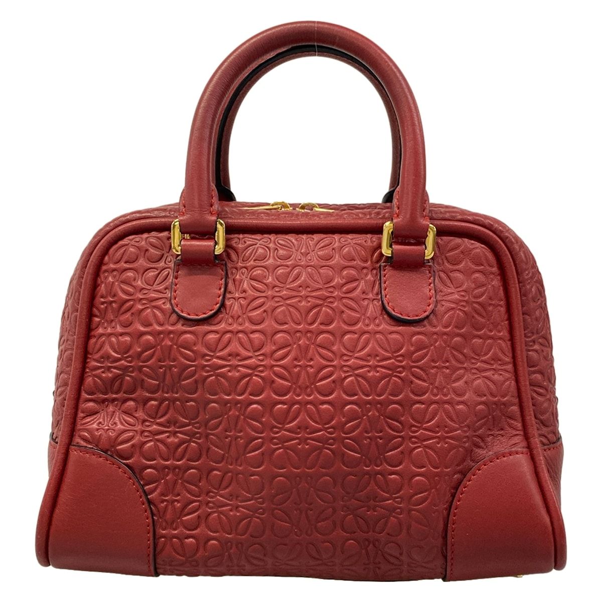 美品　LOEWE(ロエベ)　赤　ハンドバッグ パーティーバッグ LOEWE（ロエベ） 極 美品 希少品 アナグラム ロゴ 金具 パンチング