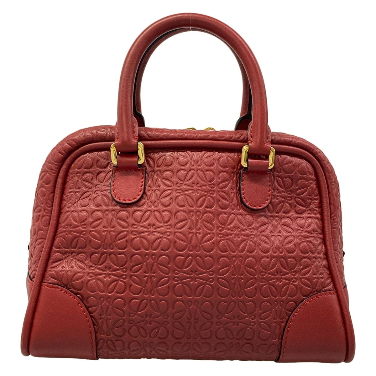美品　LOEWE(ロエベ)　赤　ハンドバッグ パーティーバッグ LOEWE(ロエベ) ハンドバッグ美品 アマソナ75 レッド 型押し加工 レザー