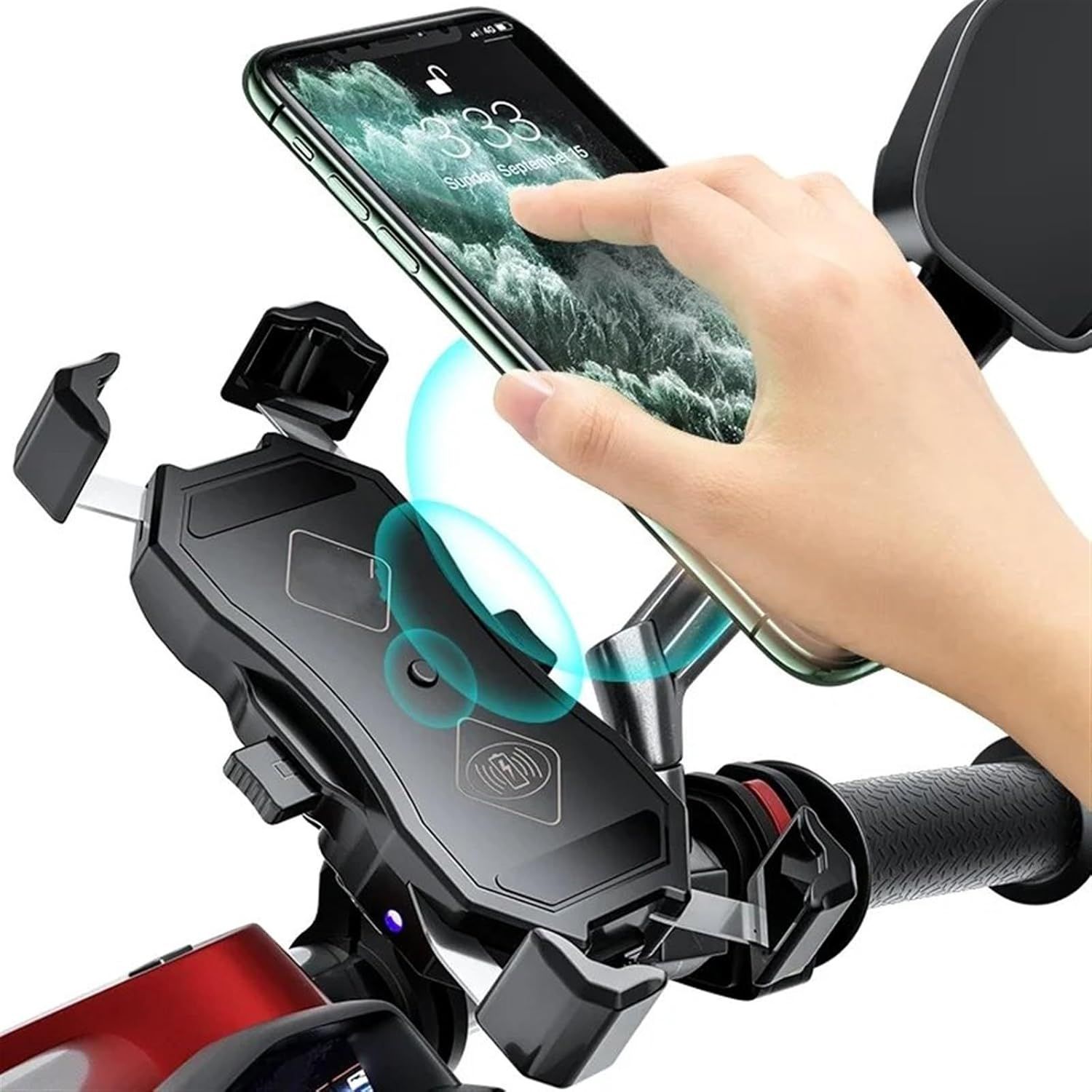 バイク用　スマホ ホルダー　バイク　ワイヤレス　充電　携帯　iPhone　スマホ　アンドロイド　置くだけ充電　バイクホルダー　Kawasaki　Ninja　隼　ハヤブサ　ツーリング