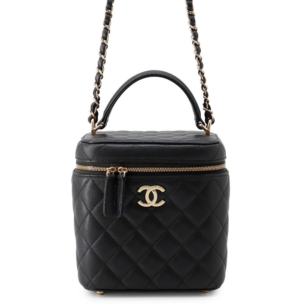 シャネル CHANEL バッグ バニティバッグ キャビアスキン 黒 A01998 
