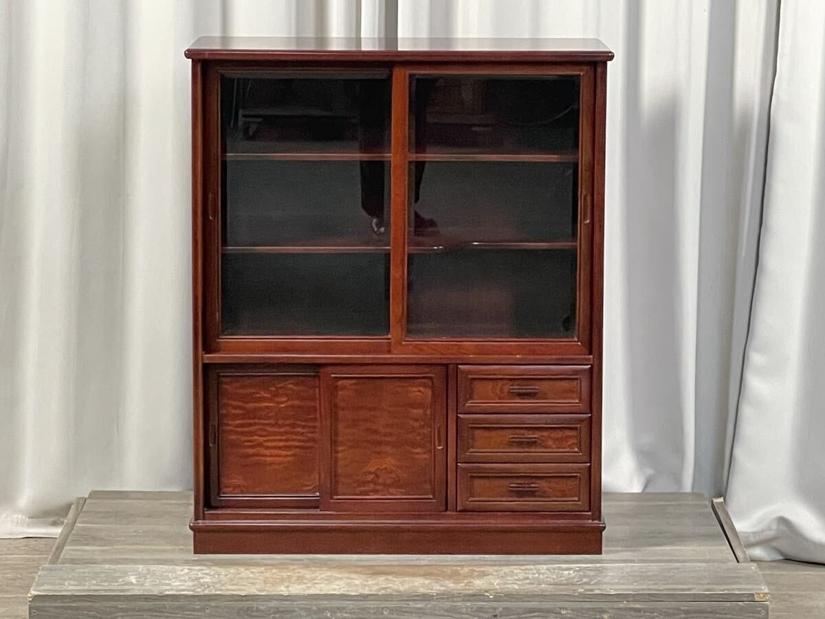 ☆中古 激安！！ 茶タンス　和風　昭和レトロ　飾り棚　アンティーク　インテリア家具　91x35x106cm　￥6,800！！ 3898 レトロ 和家具 水屋箪笥 茶箪笥 / 飾り棚 食器棚 茶棚