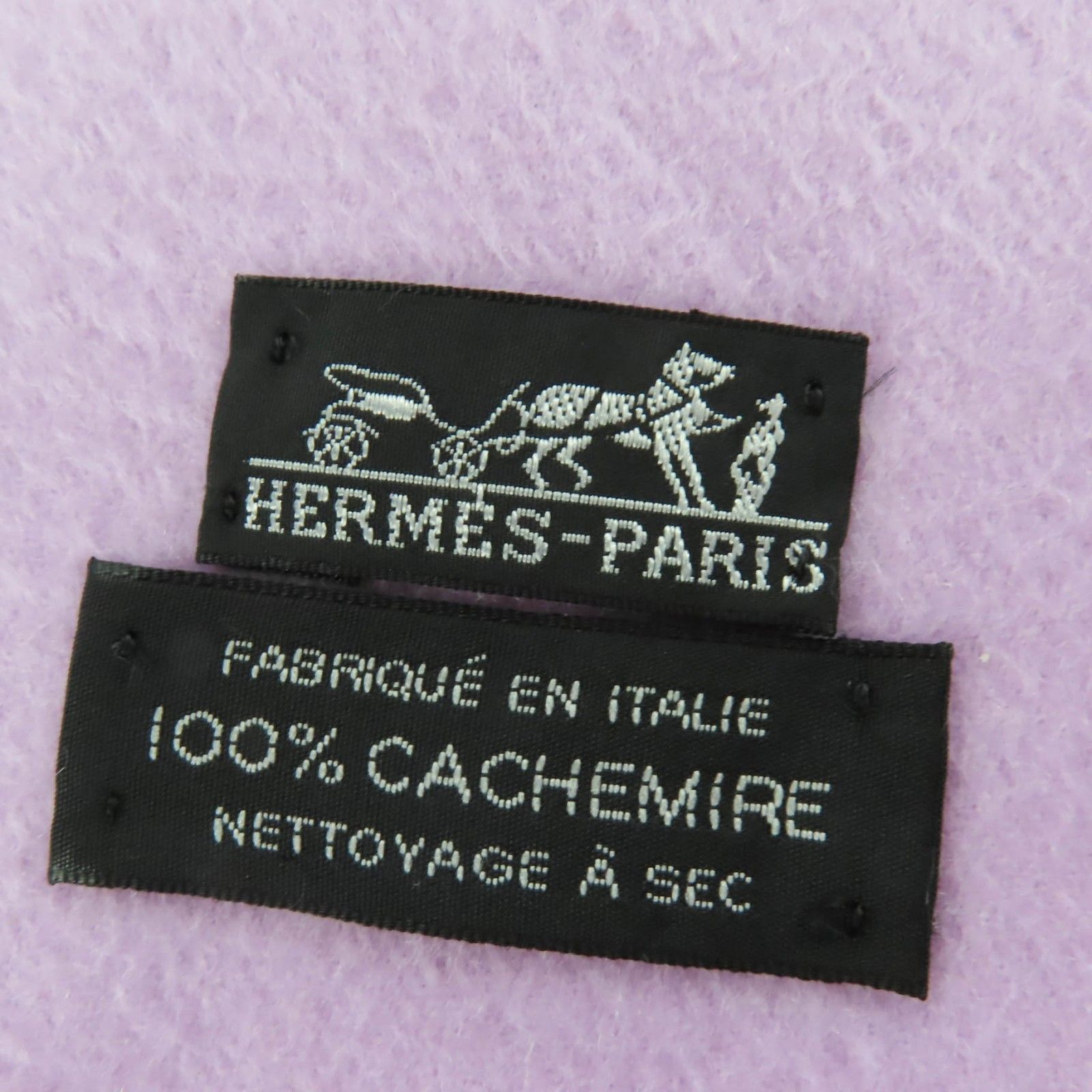 極美品☆HERMES エルメス カシミヤ100％ ロゴ刺繍 フリンジ付 超大判