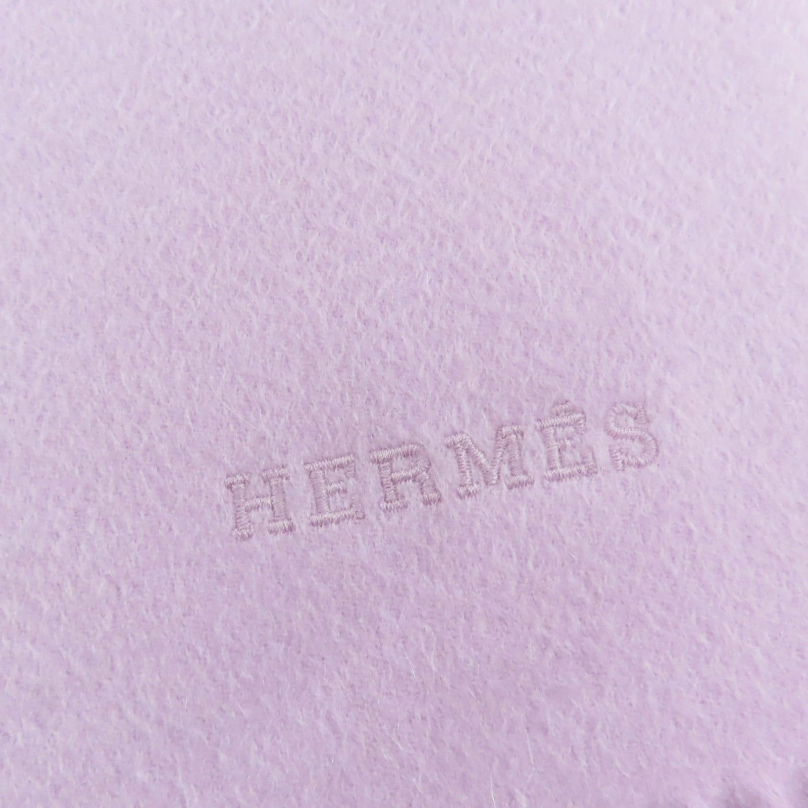 極美品☆HERMES エルメス カシミヤ100％ ロゴ刺繍 フリンジ付 超大判