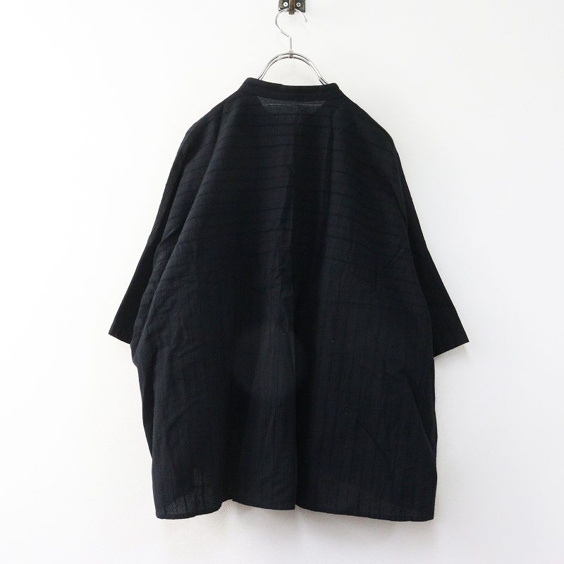 未使用 コットンハウスアヤ Cotton House Aya Yesterday Cross レース装飾 ドビー刺繍バンドカラーシャツ M ブラック┃【2400014923889】 未使用 コットンハウスアヤ Cotton House Aya Yesterday Cross レース