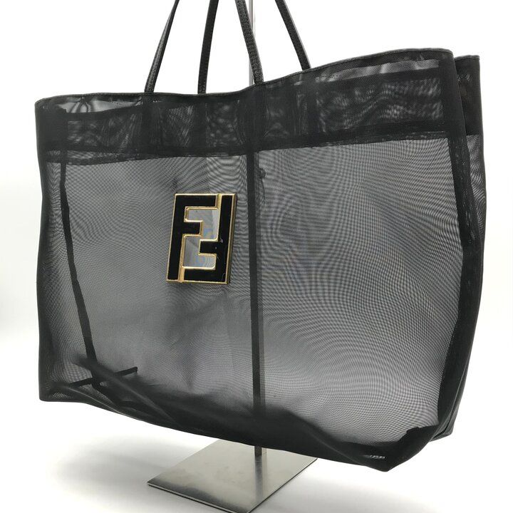 良品 FENDI フェンディ ナイロン FFロゴ トート ブラック ブランド 