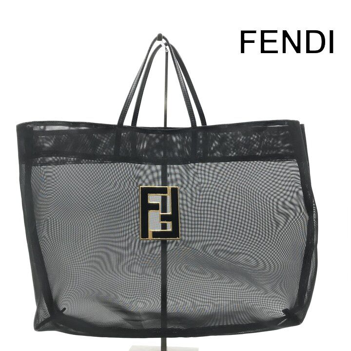 良品 FENDI フェンディ ナイロン FFロゴ トート ブラック ブランド
