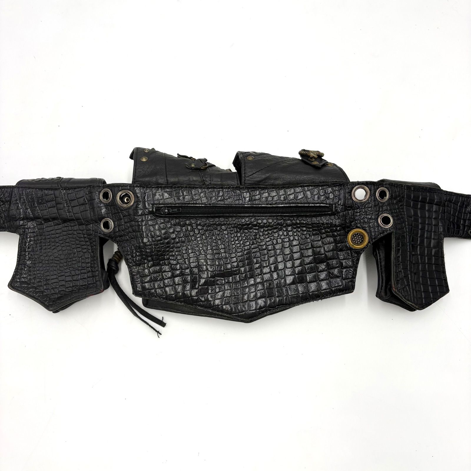 Auth KMRii Studded Leather Waist Bag Utility Belt Y2K Archive