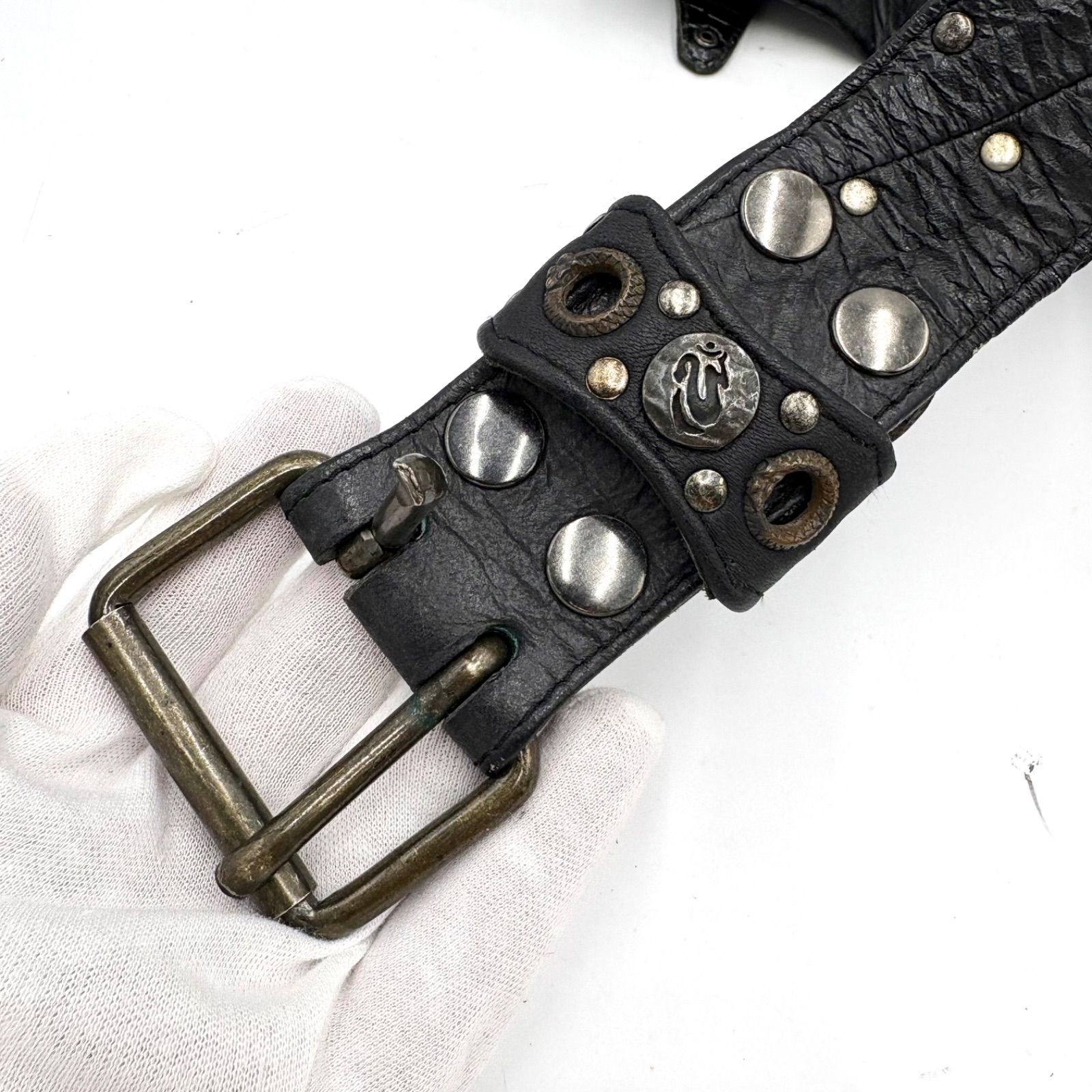Auth KMRii Studded Leather Waist Bag Utility Belt Y2K Archive