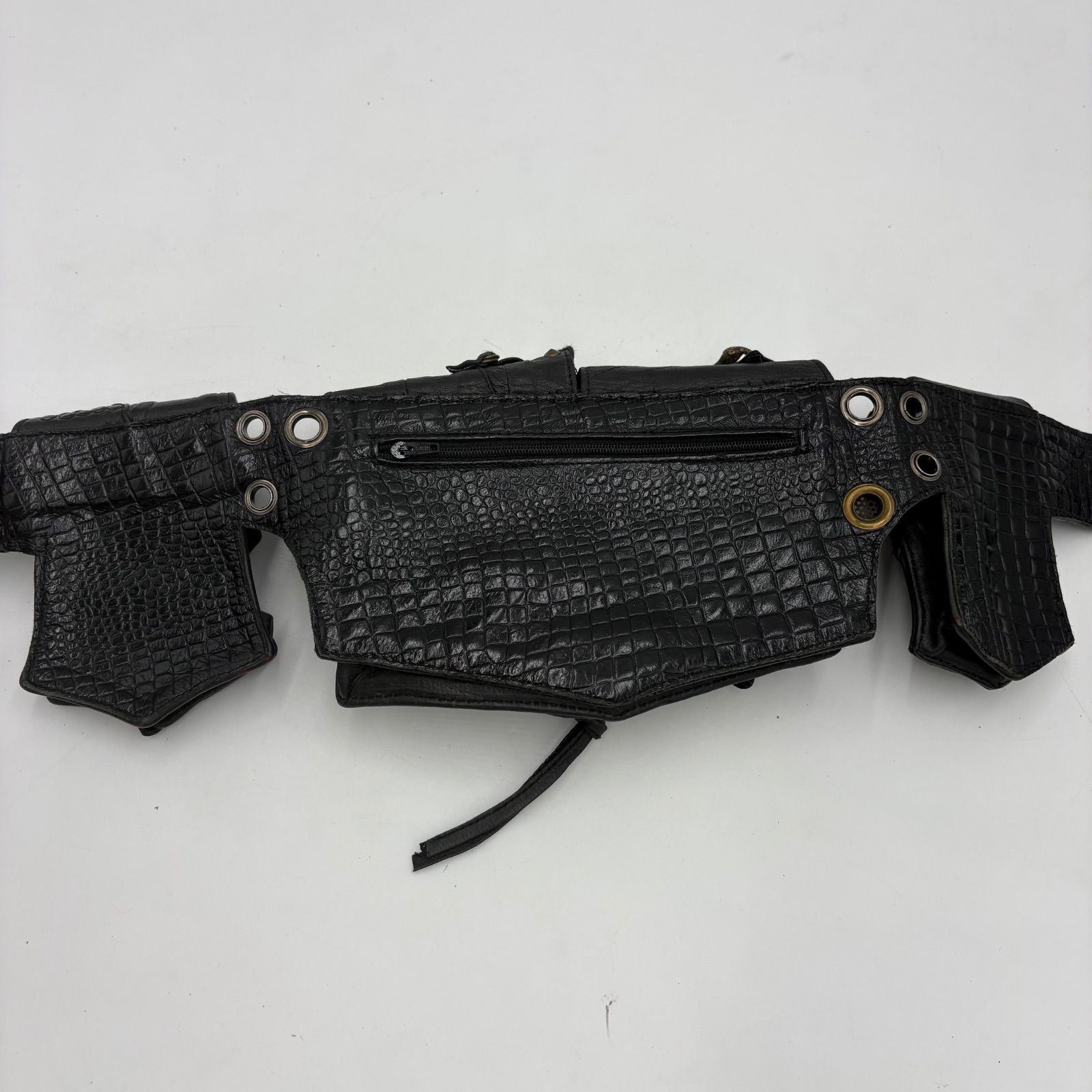 Auth KMRii Studded Leather Waist Bag Utility Belt Y2K Archive