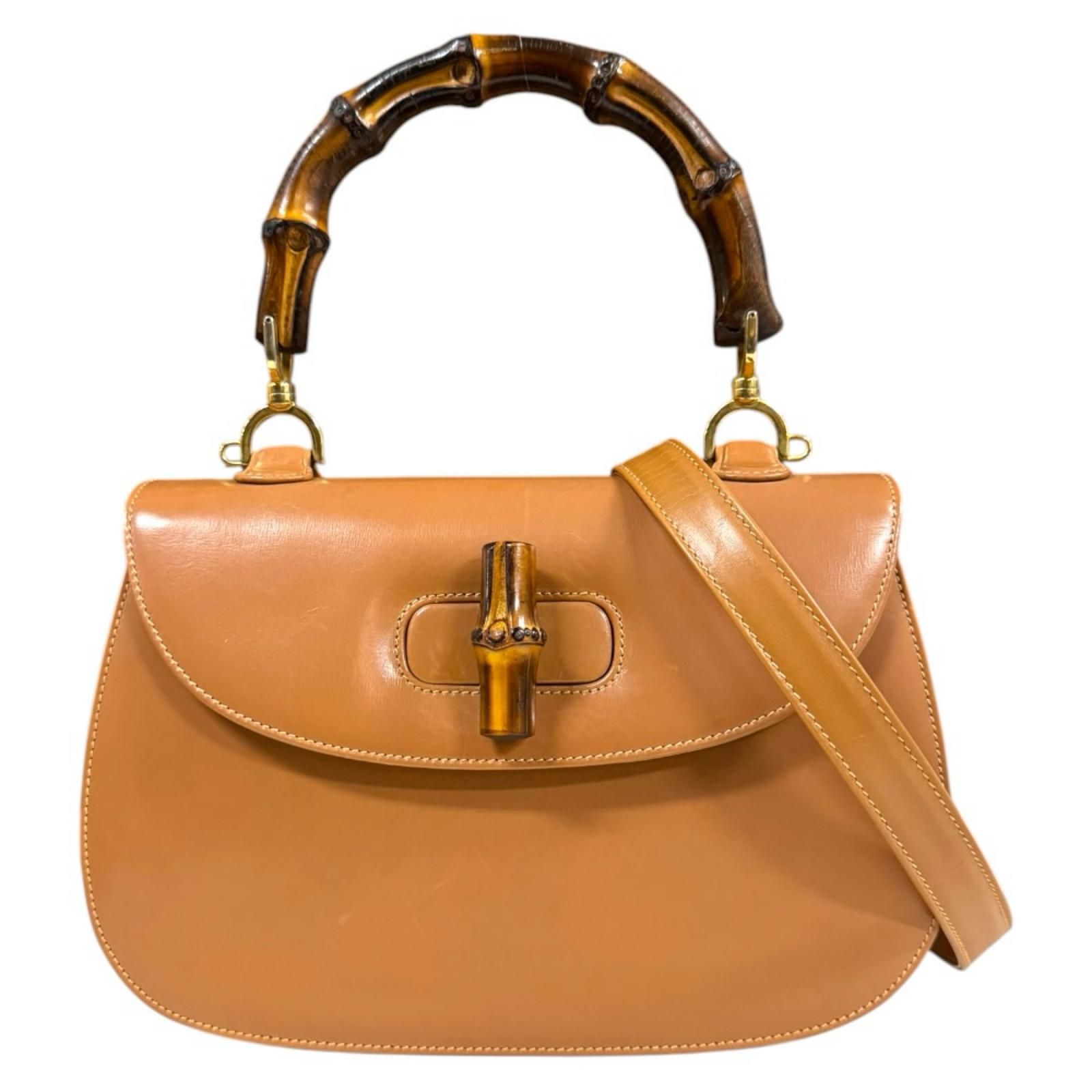 GUCCI グッチ/バンブーレザーショルダーバッグ/370826/520***/ABランク/88【中古】 GUCCI グッチ バンブー ショルダーバッグ レザー ブラウン レディース