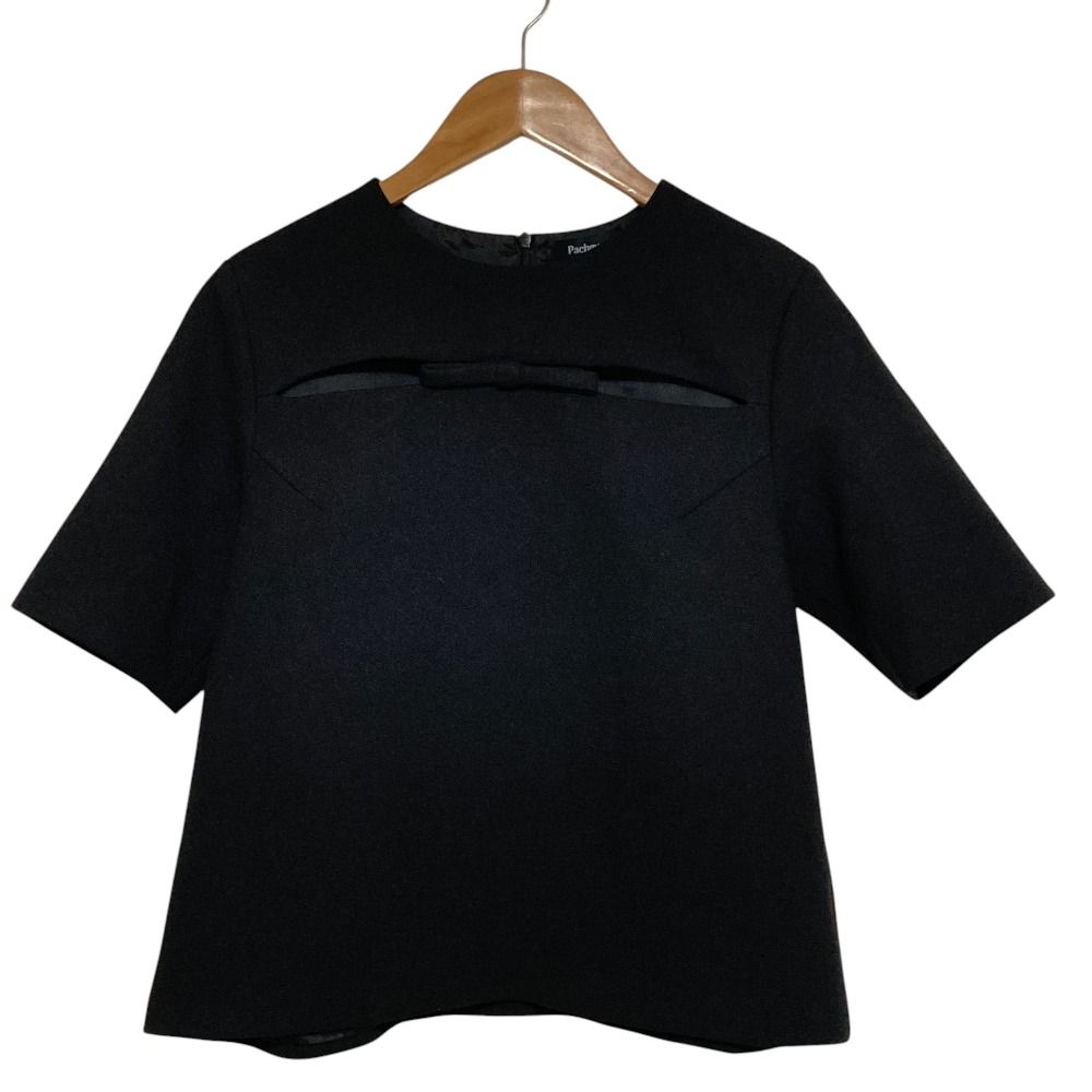 美品 Pachman パハマン リボンショートスリーブ ブラウス ブラック レディース 古着 中古 USED 美品 Pachman パハマン リボンショートスリーブ ブラウス ブラック