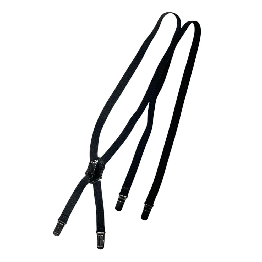 美品 YOHJI YAMAMOTO +NOIR ヨウジヤマモトプリュスノアール ロゴパッチ サスペンダー ブラック メンズ レディース 古着 中古 USED