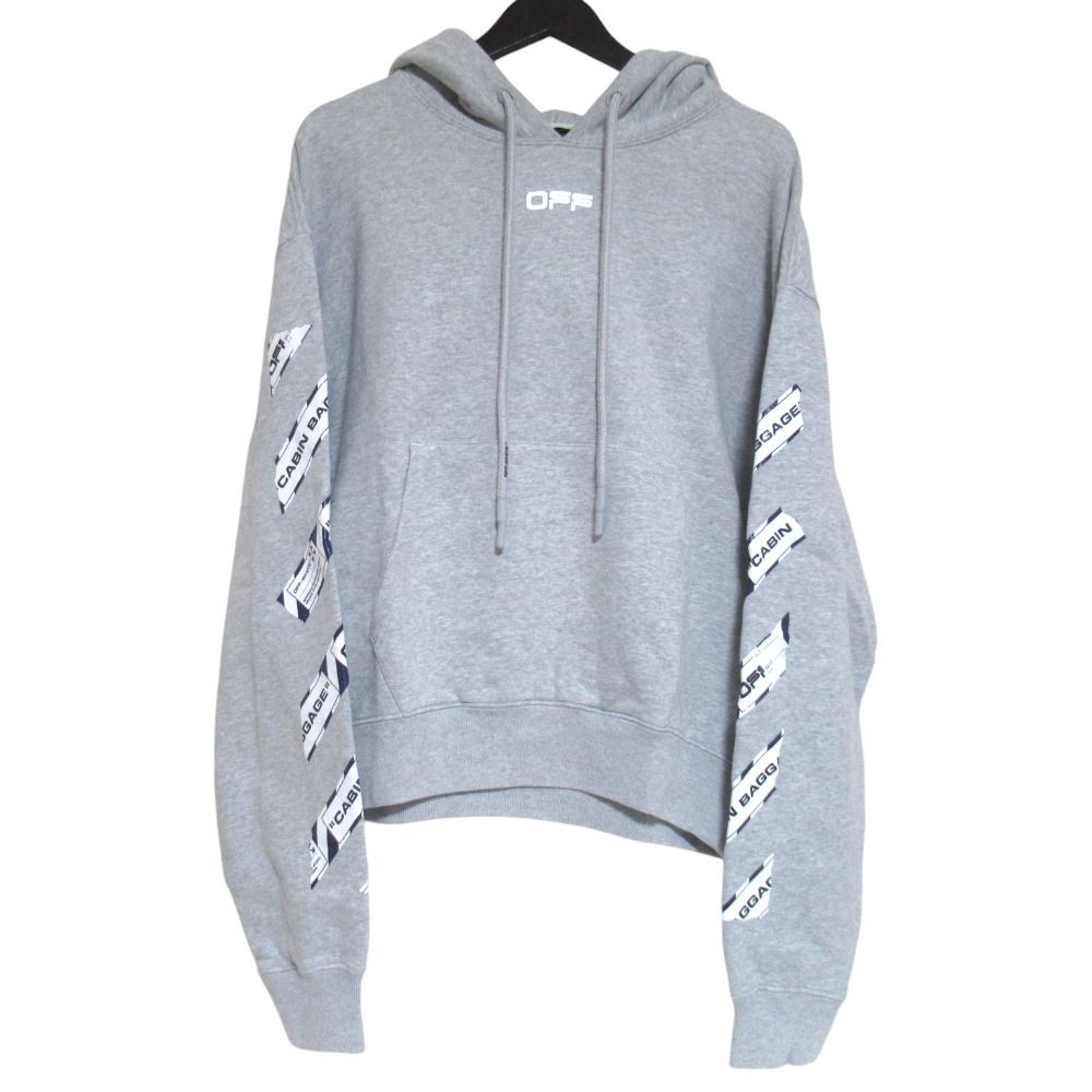 美品 Off-White オフホワイト AIRPORT TAPE OVER HOODIE プリント 