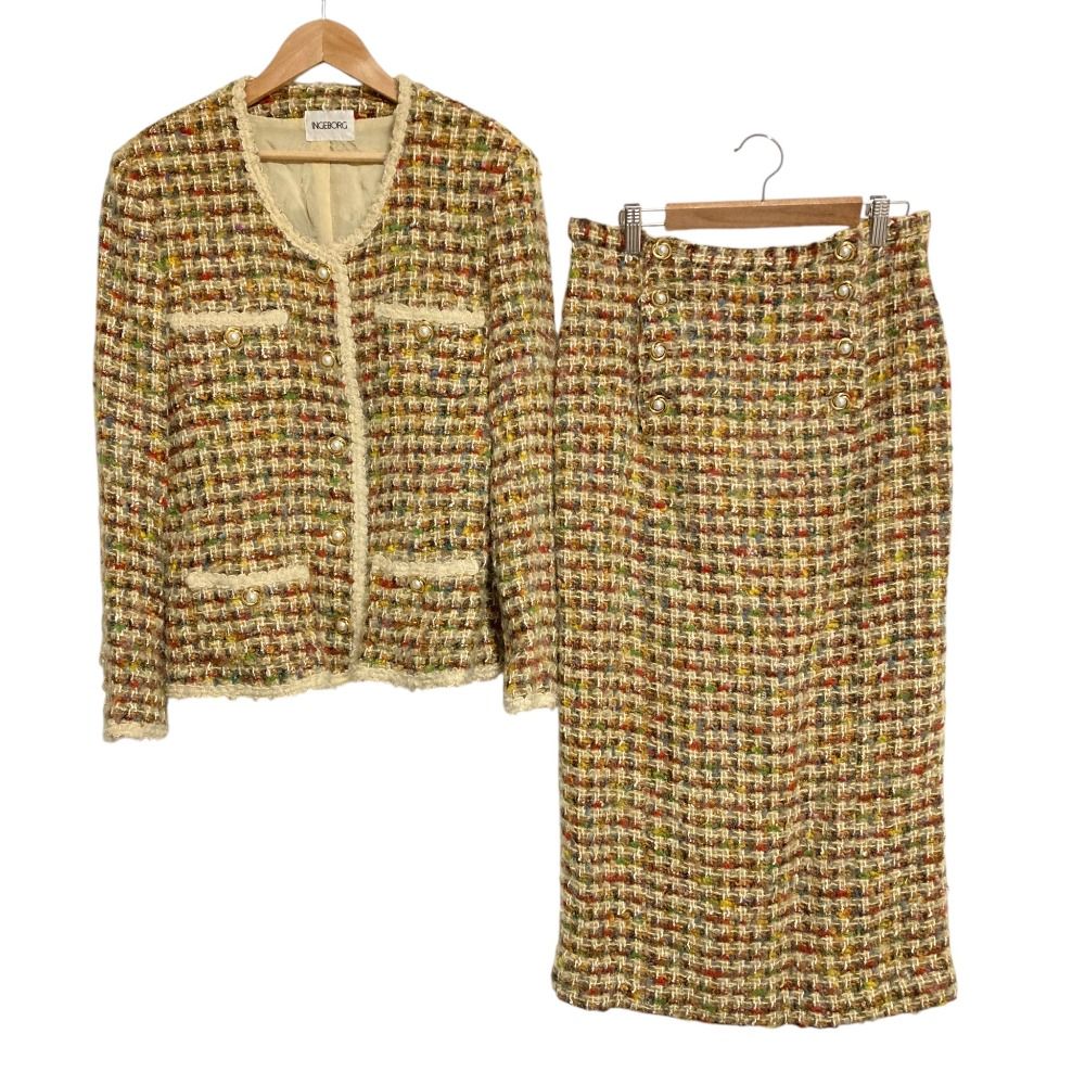美品 INGEBORG インゲボルグ ツイードジャケット スカート