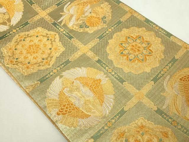 平和屋本店▼六通柄　本袋帯　笹づる　純金箔　正絹　逸品　DABE9338sf 平和屋本店▽六通柄 本袋帯 笹づる 純金箔 正絹 逸品 DABE9338sf
