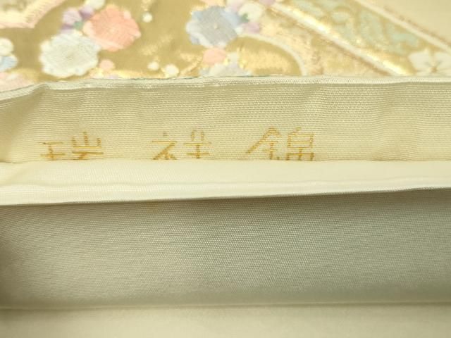 平和屋本店▼九寸名古屋帯　唐織　几帳吉祥文　九百錦　純金箔　二重織　正絹　24ｋ　逸品　DABE9151sf 平和屋本店▽九寸名古屋帯 唐織 几帳吉祥文 九百錦 純金箔 二重織 正絹