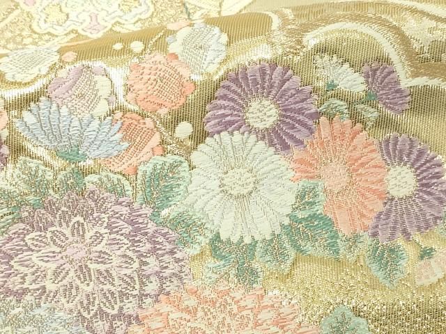 平和屋本店▼九寸名古屋帯　唐織　几帳吉祥文　九百錦　純金箔　二重織　正絹　24ｋ　逸品　DABE9151sf 平和屋本店▽九寸名古屋帯 唐織 几帳吉祥文 九百錦 純金箔 二重織 正絹