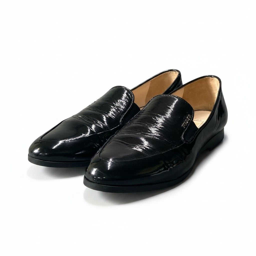2d27 PRADA プラダ エナメルローファー パテントレザー ブランドロゴ