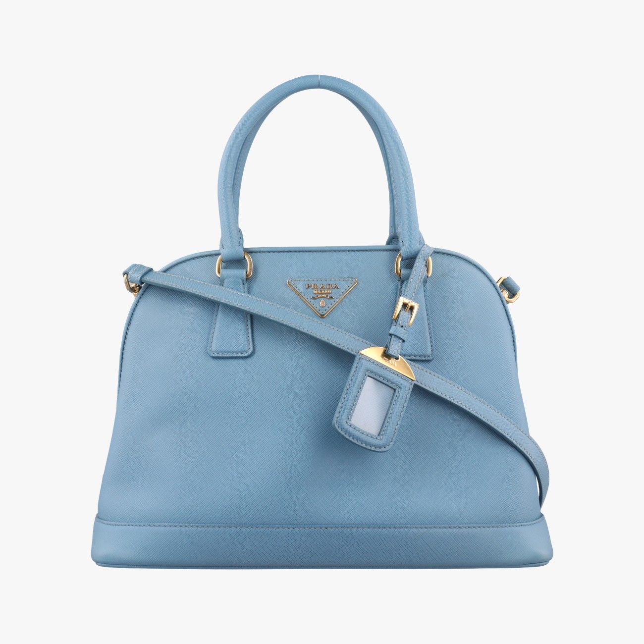 プラダ プロムナード サフィアーノ ショルダーバッグ レザー BL0837 ブルー レディース PRADA  中古 PRADA（プラダ） プロムナード サフィアーノ ショルダーバッグ レザー
