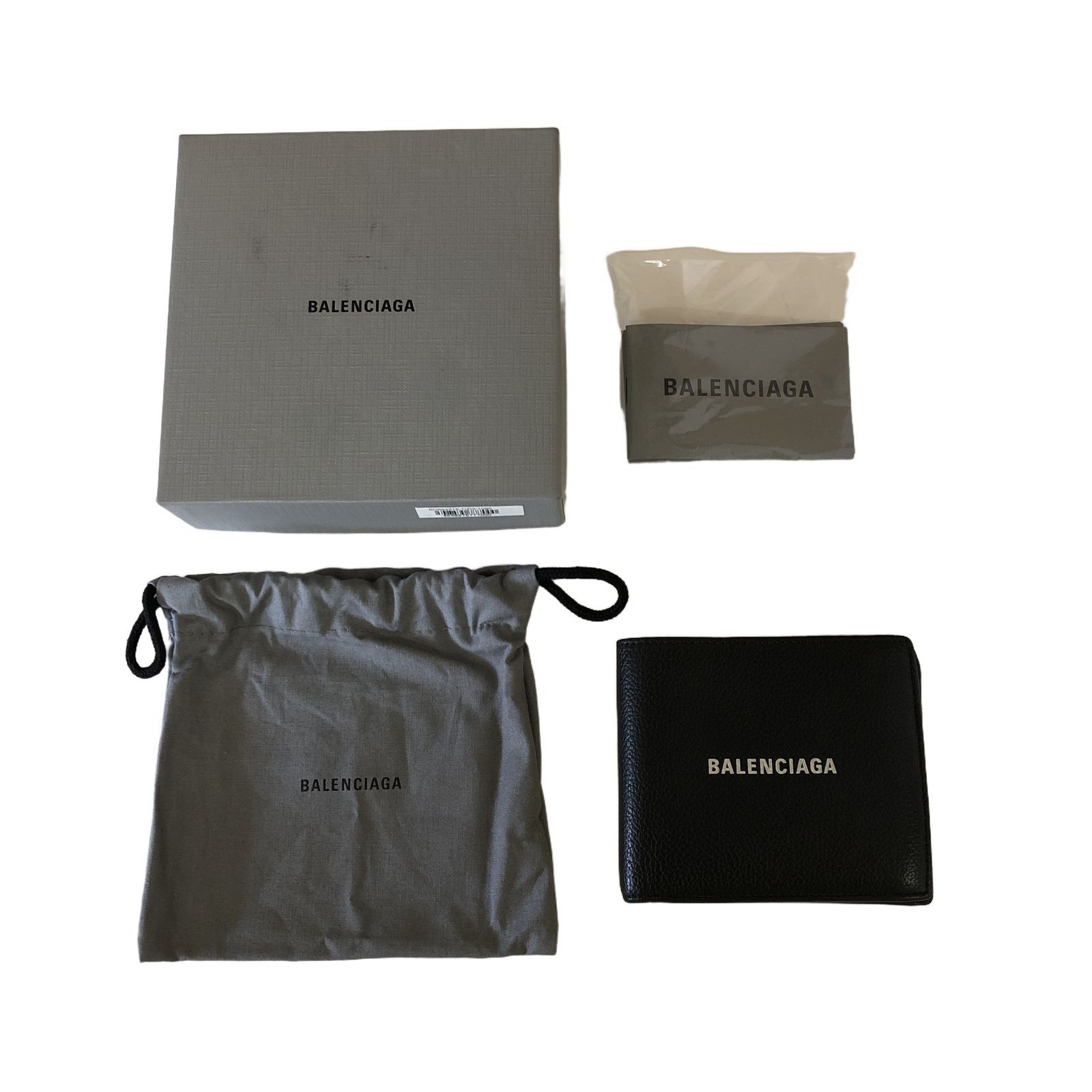 BALENCIAGA バレンシアガ 594315 レザー ロゴ 二つ折り財布 ブラック