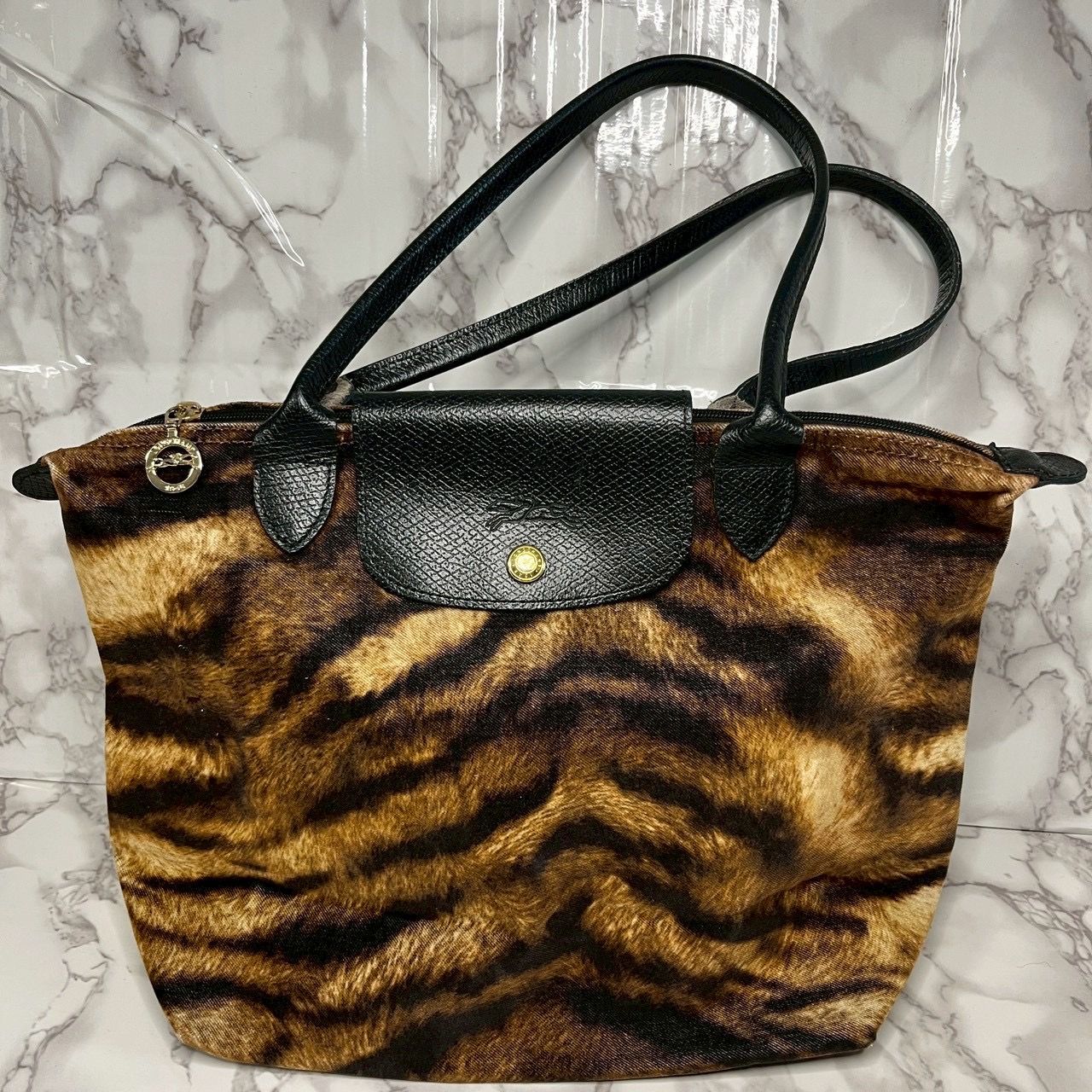 【未使用】ロンシャン Longchamp レオパード柄 限定品 良品】ロンシャン LONGCHAMP トートバッグ レオパード柄 ナイロン