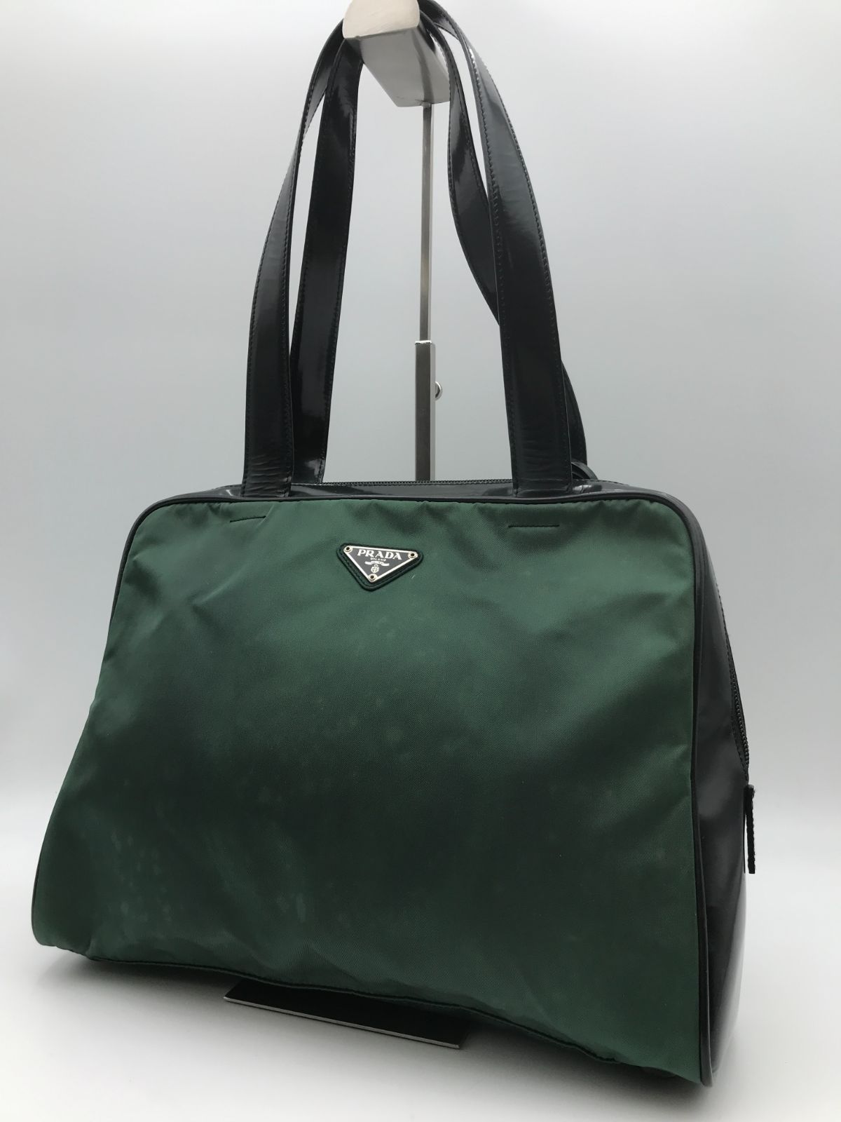 PRADA プラダ トートバッグ テスートナイロン×パテント 三角ロゴ 