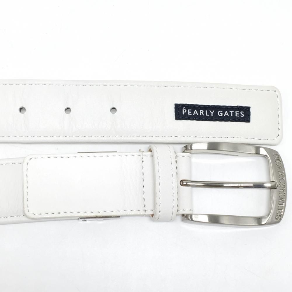 ①新品 パーリーゲイツ PEARLY GATES ベルト ゴルフロゴ ホワイト 美品】パーリーゲイツ ベルト 白 シルバーバックル ロゴ メンズ ゴルフ