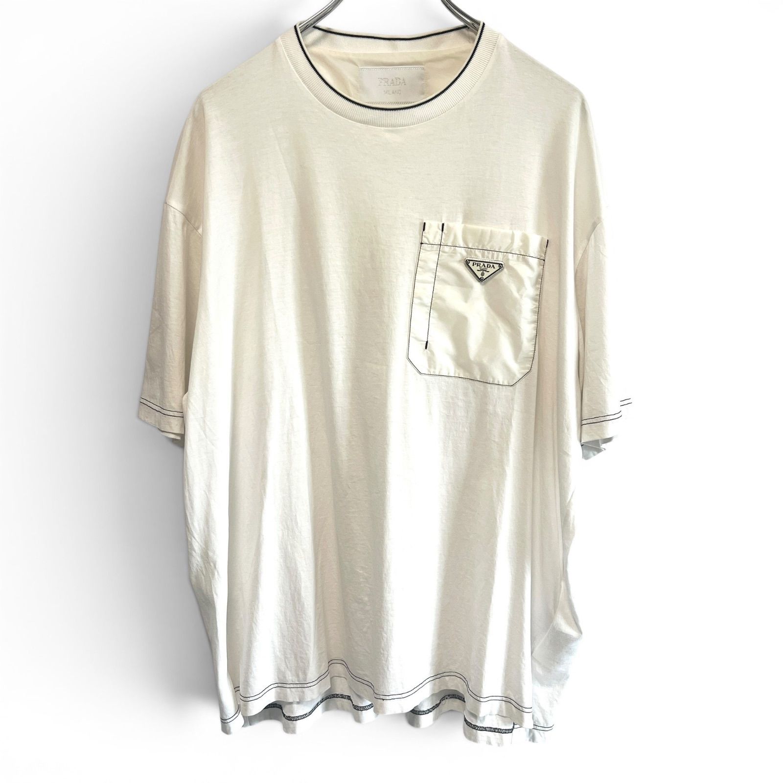 PRADA プラダ 半袖 Tシャツ Re-Nylon 三角ロゴプレート ホワイト 