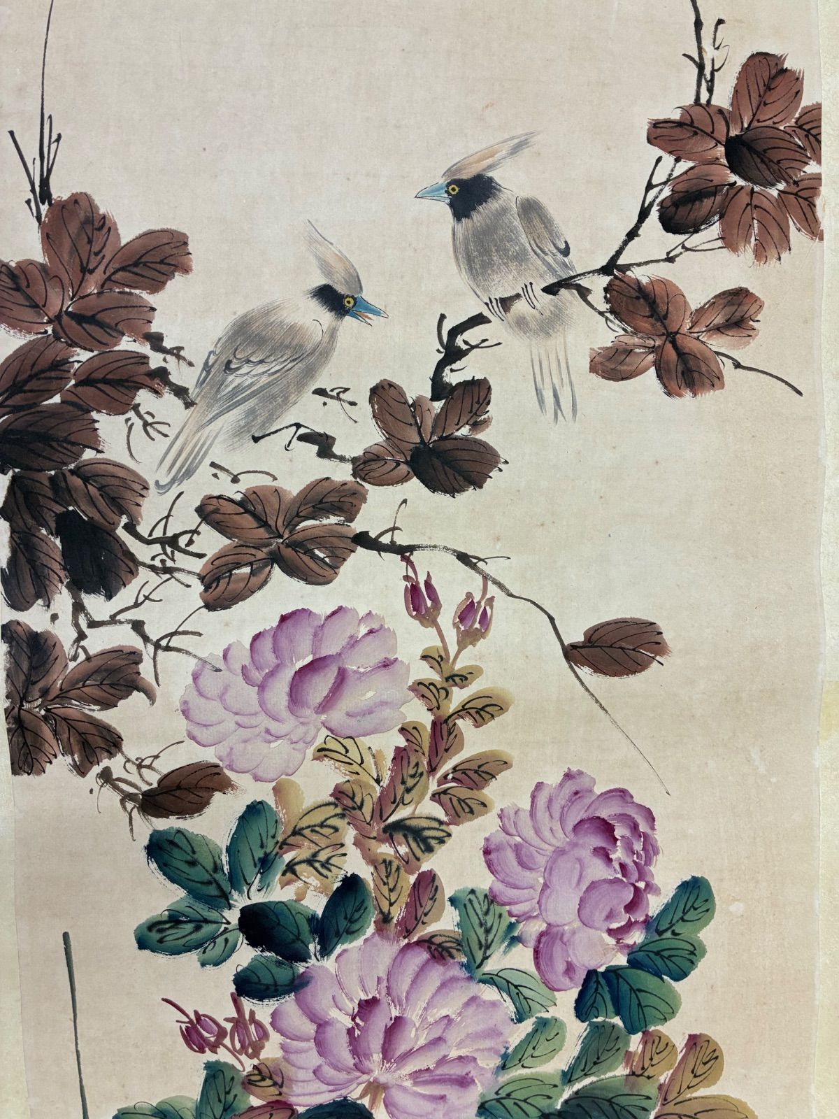 激安大特価！】中国画 掛軸 四幅対 花鳥図 颜伯龙 在銘 古美術その他の
