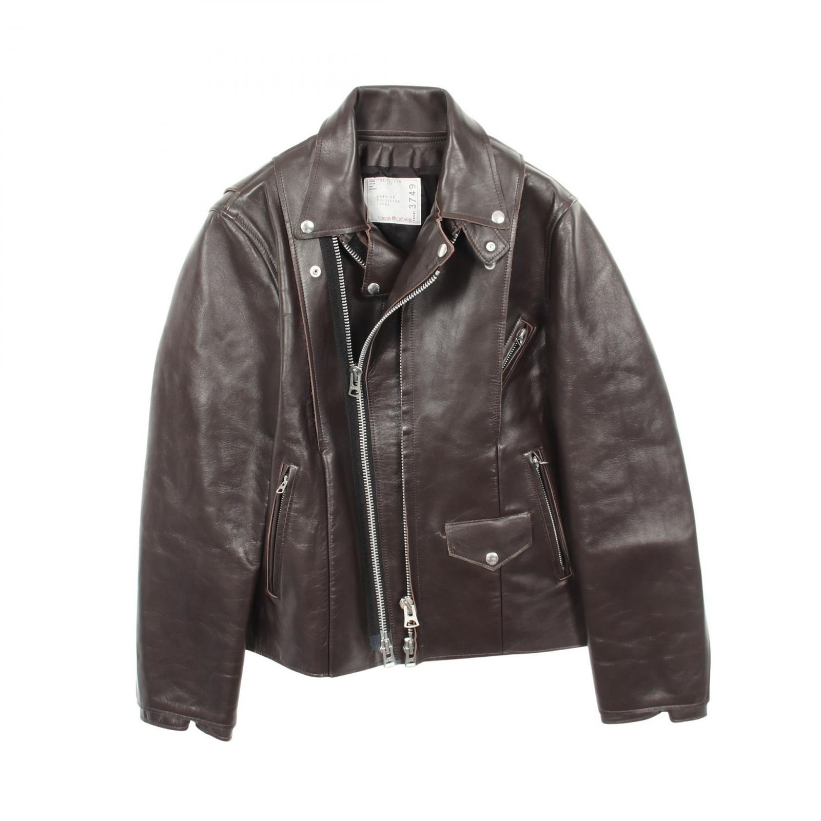 サカイ Sacai 革ジャン Leather Jacket ダークブラウン レザー レザー
