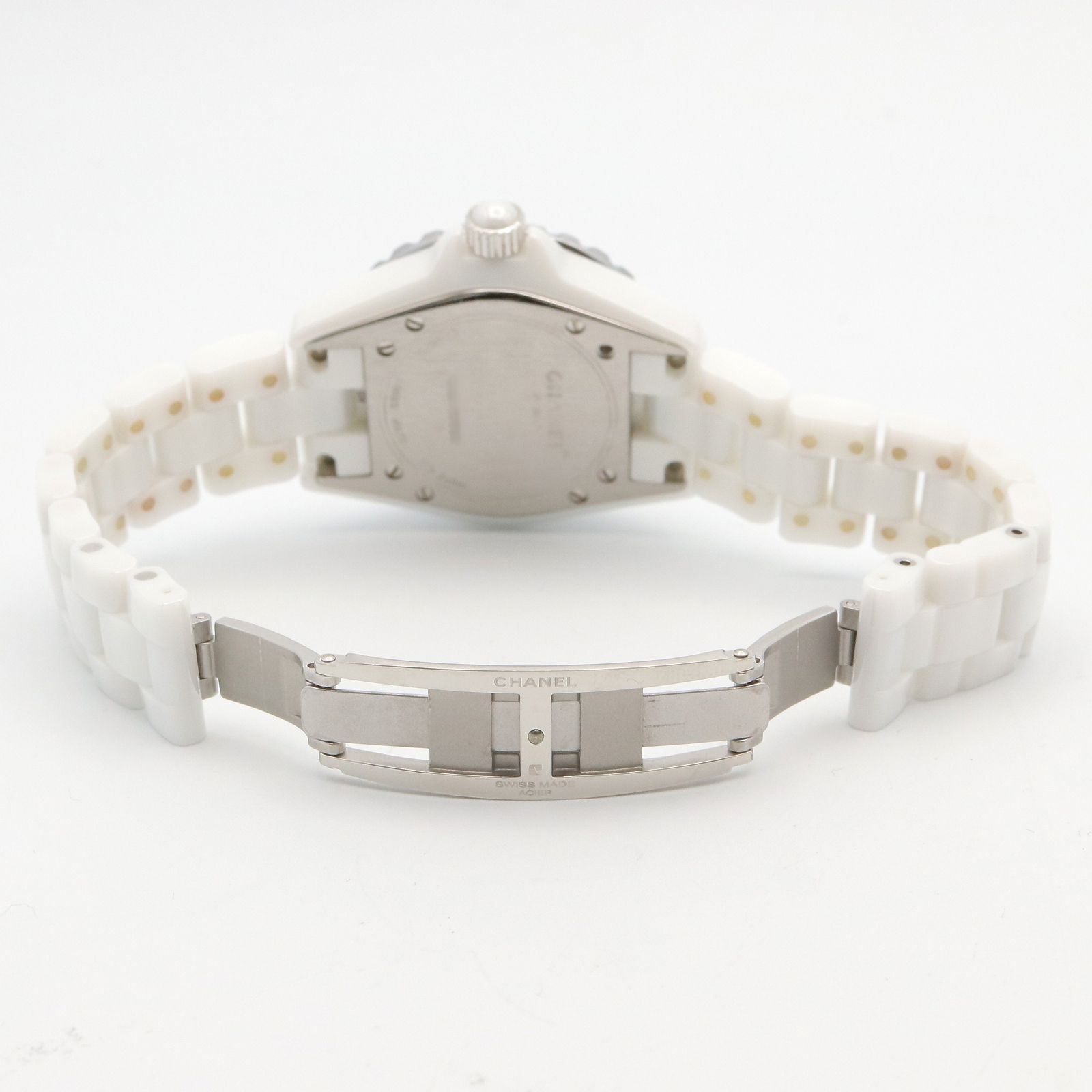 シャネル CHANEL J12 レディース クォーツ 腕時計 セラミック/SS 12Pダイヤモンド ホワイト文字盤 H1628 中古 新入荷 CH1001 J12 シャネル CHANEL レディース クォーツ 腕時計 セラミック/SS 12P