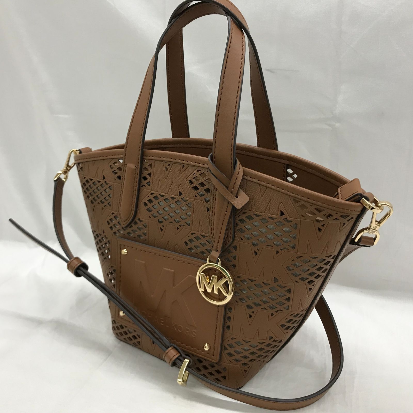 新品☆MICHAEL KORS ブラウン シグネチャー レザー ショルダーバッグ 