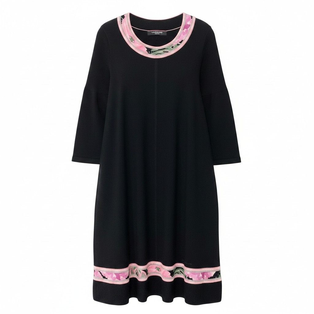 66d27 LEONARD FASHION レオナール 七分袖 ニットワンピース 膝丈