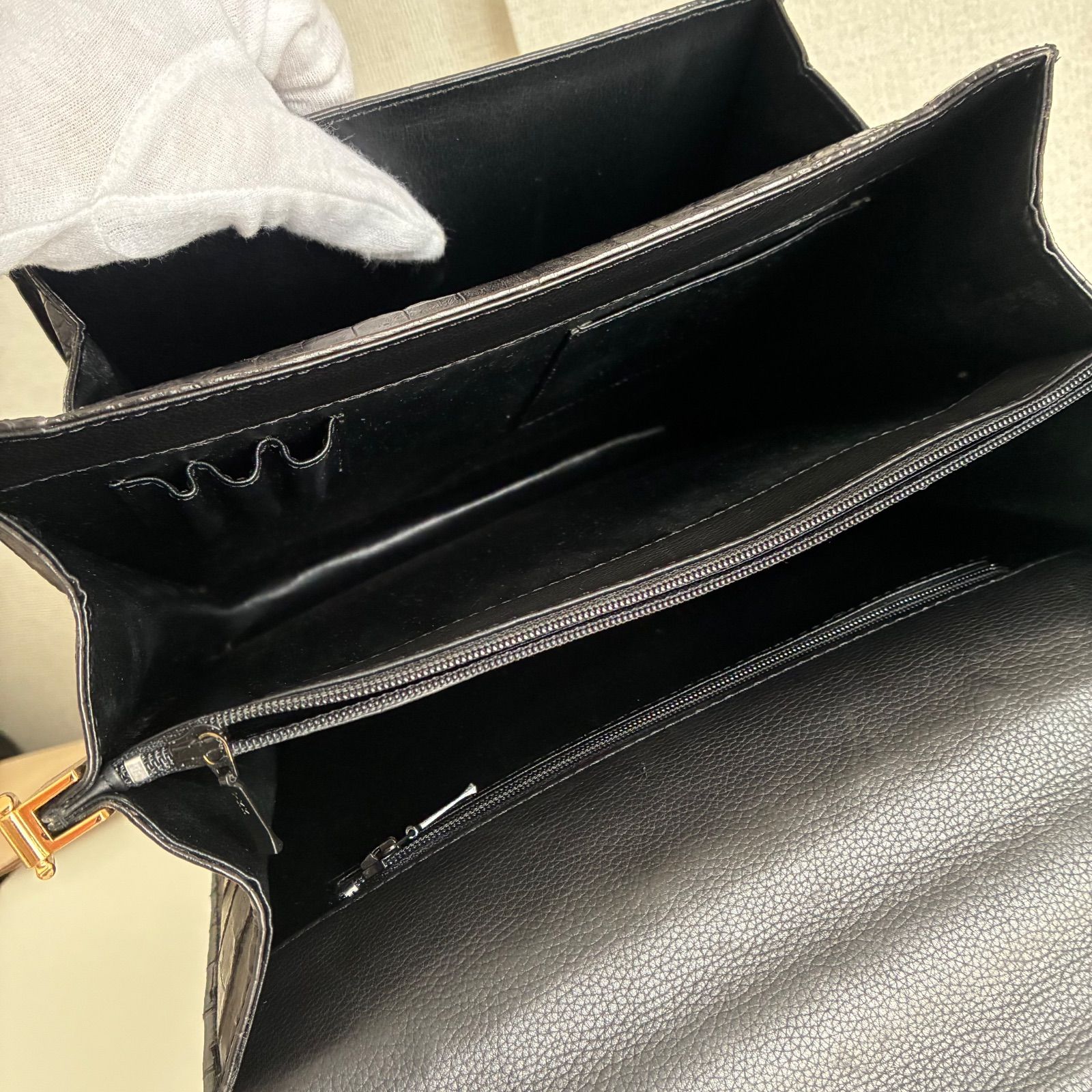 JRAチャーム付き】クロコダイル風 メンズ ハンドバッグ クラッチ 