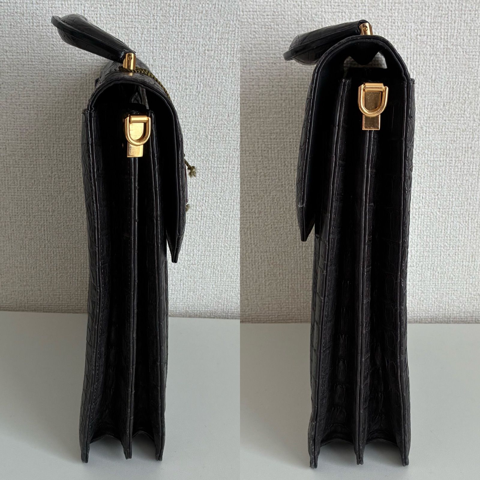 JRAチャーム付き】クロコダイル風 メンズ ハンドバッグ クラッチ 