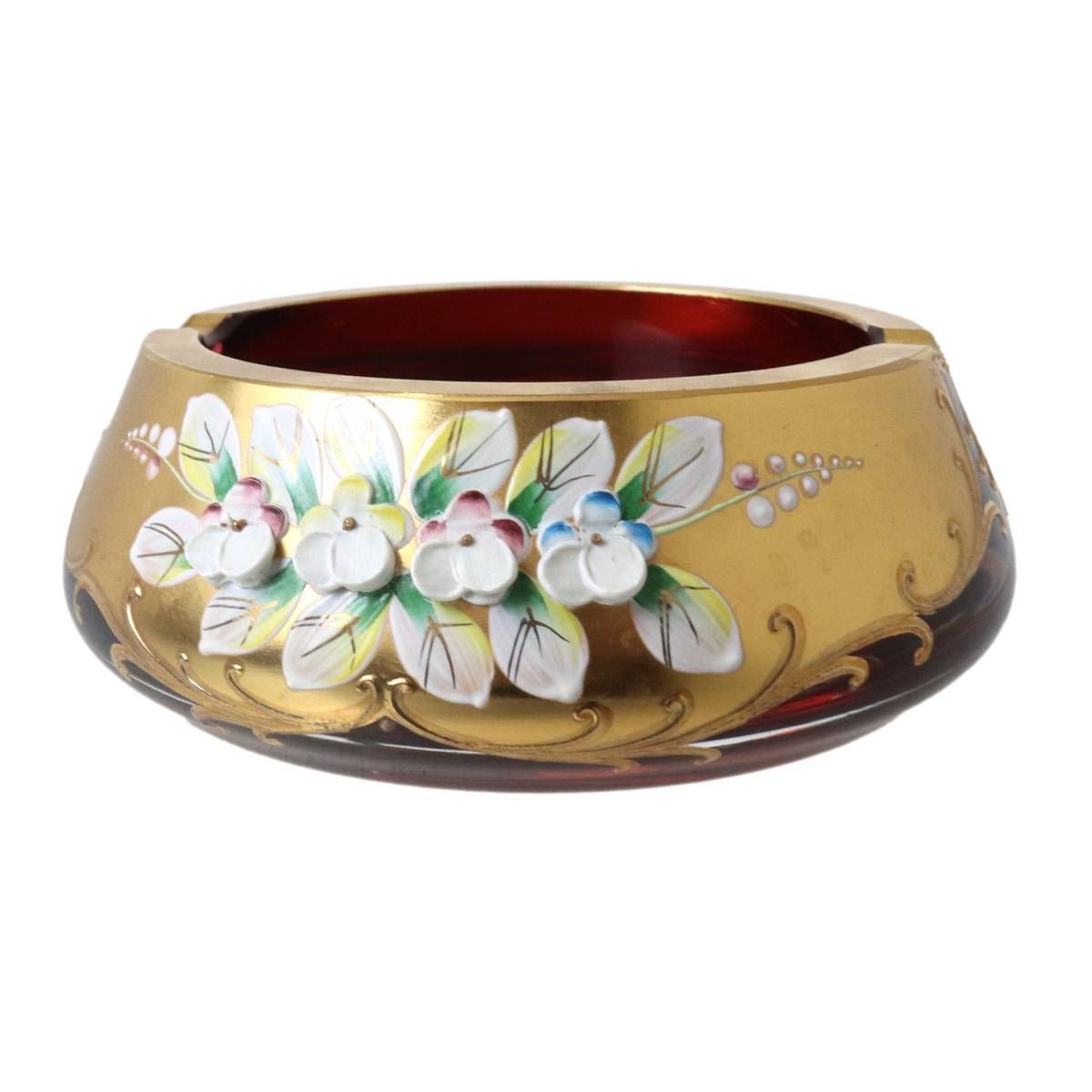 Venier ベネチアングラス 灰皿 24K金細工 ムラーノ ガラス レッド