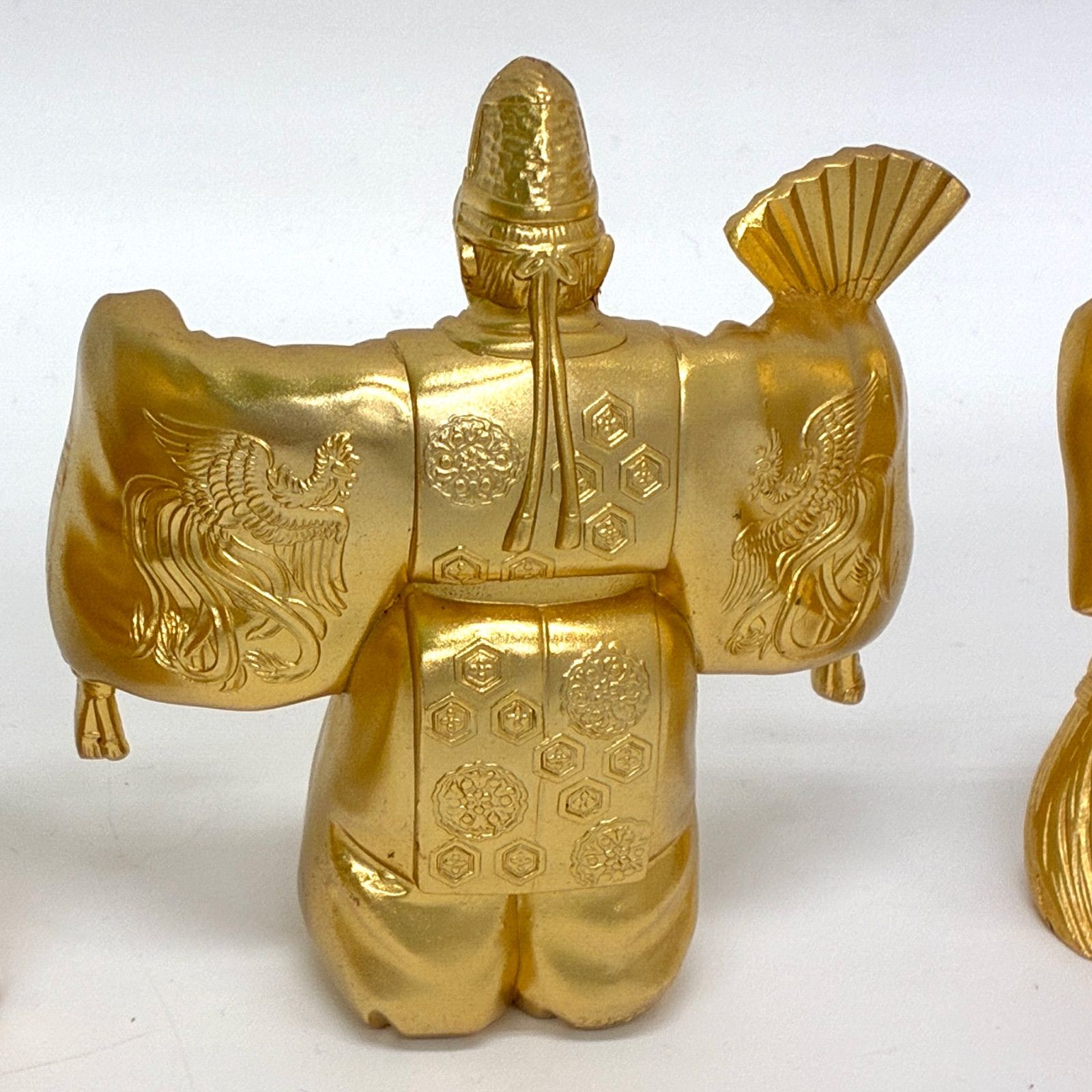◇24KGP 置物 縁起物 金メッキ 高砂 人形 扇 打ち出の小槌 犬 そろばん 