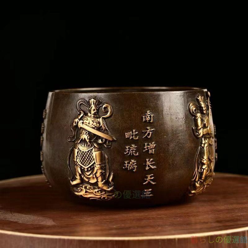 上品】四天王 銅壺 銅鉢 法器 仏教美術 置物 工芸品 インテリア zw427