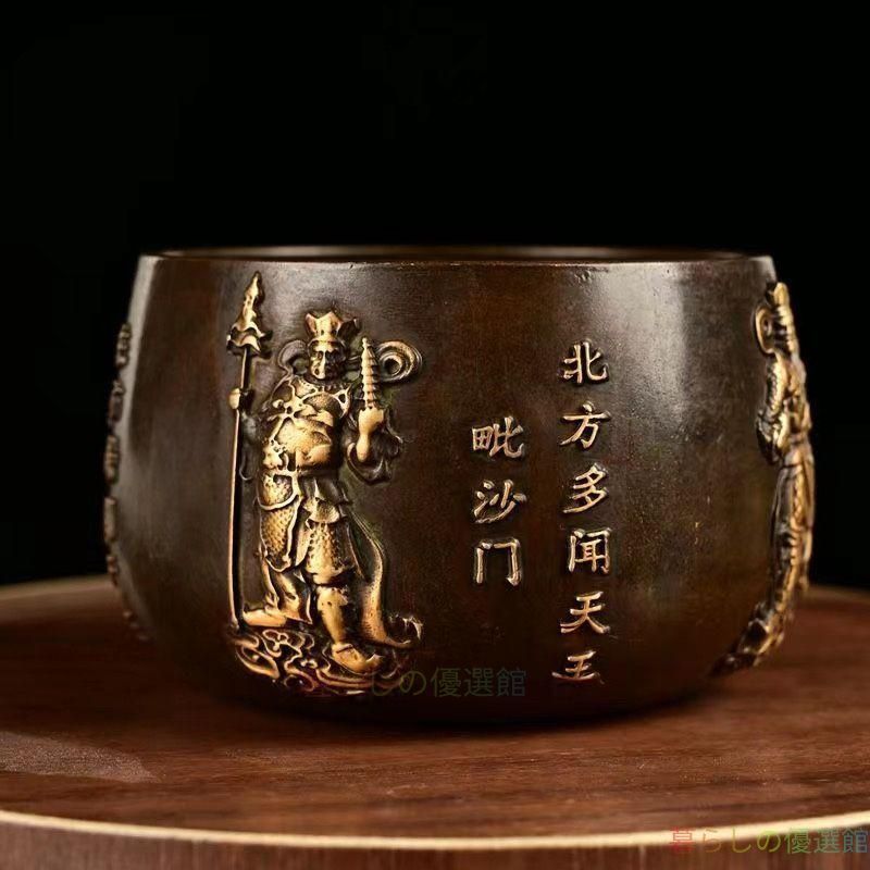 上品】四天王 銅壺 銅鉢 法器 仏教美術 置物 工芸品 インテリア zw427