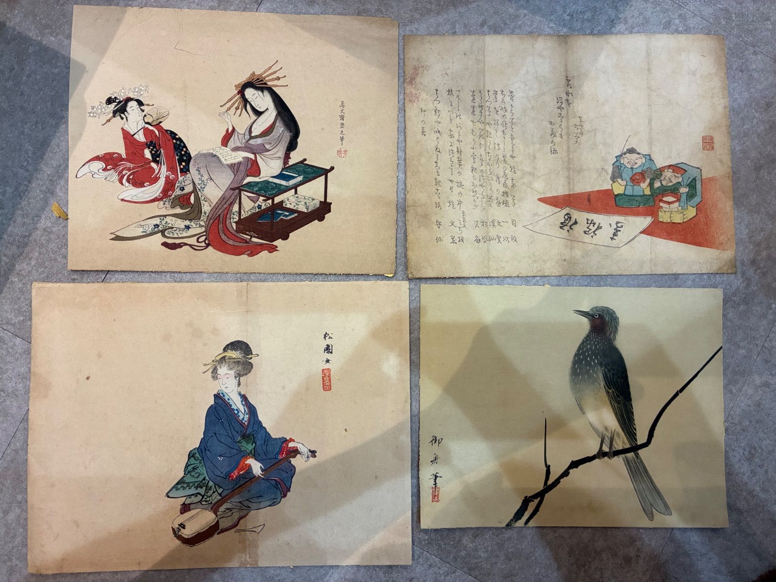 茅葺屋根 画 骨董 絵画 絵 アンティーク 伝統文化 歴史 日本画 日本画 4枚セット 和風美術品 インテリア 絵画 伝統工芸 骨董品 - メルカリ