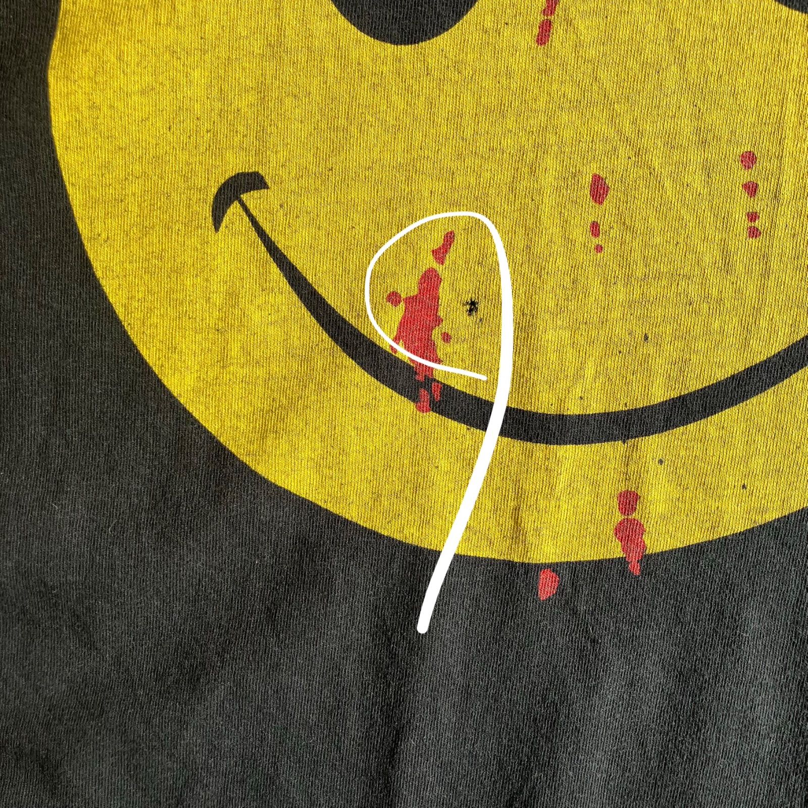 90s 00s ぶち抜き スマイル Tシャツ XL相当 黒 Gun shot ヘッド