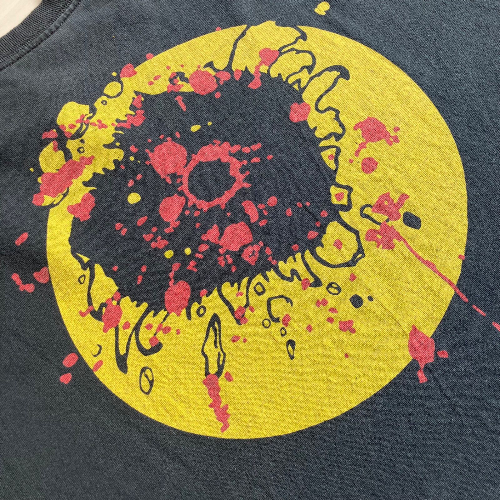 90s 00s ぶち抜き スマイル Tシャツ XL相当 黒 Gun shot ヘッド