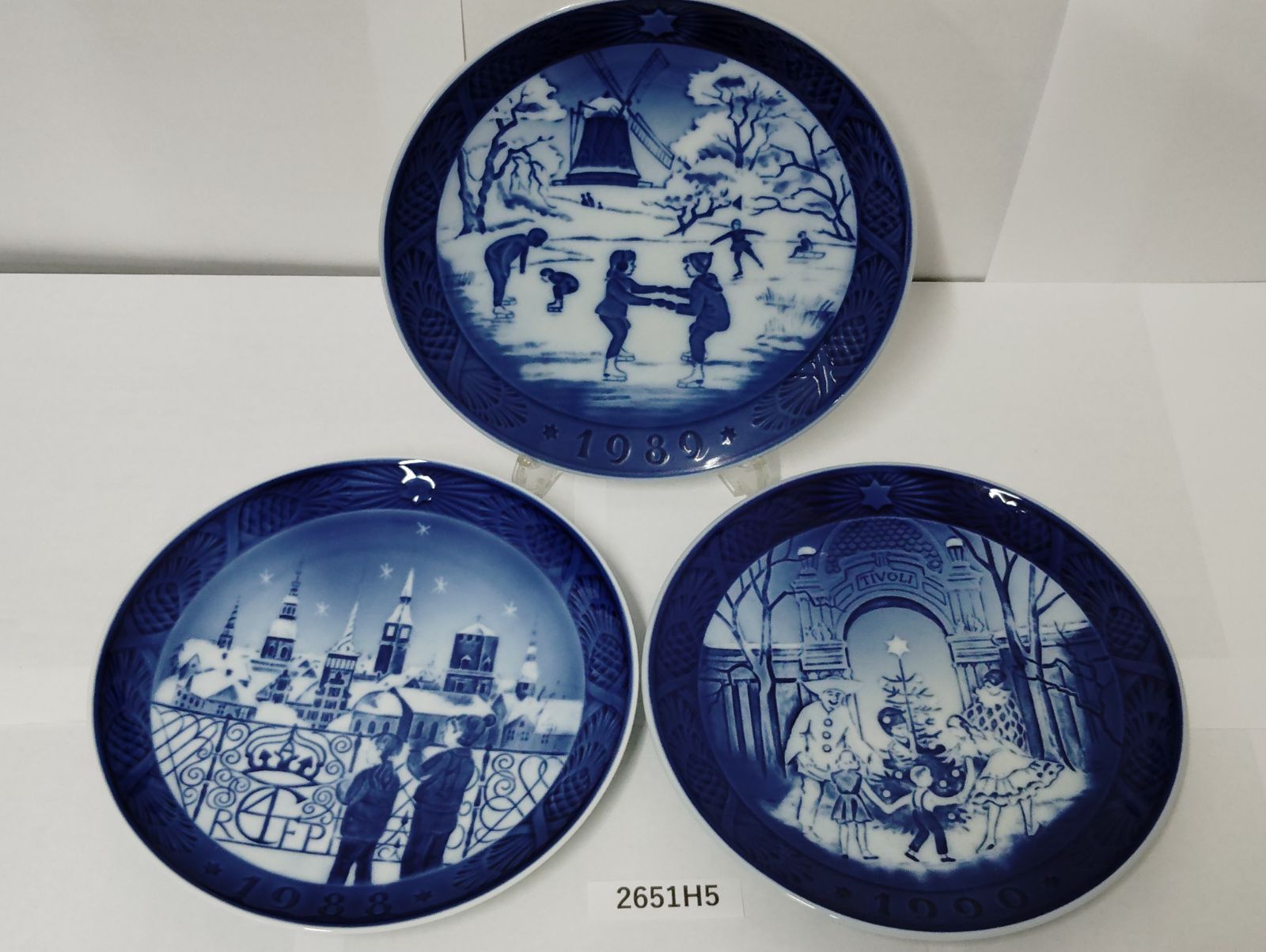 2651H5】 1988.1989.1990 ロイヤルコペンハーゲン イヤープレート 中古